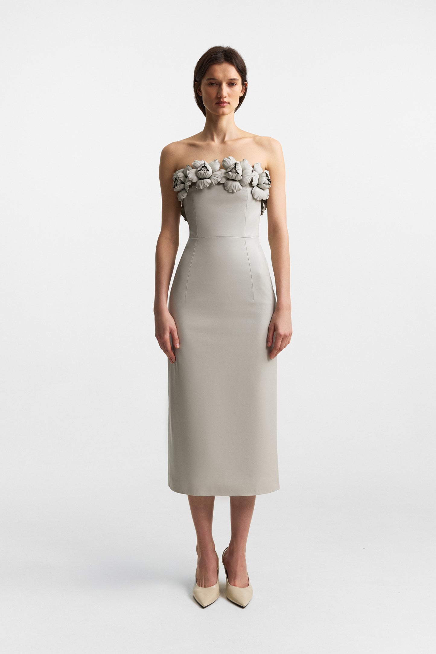 Capitel dress in stone taupe