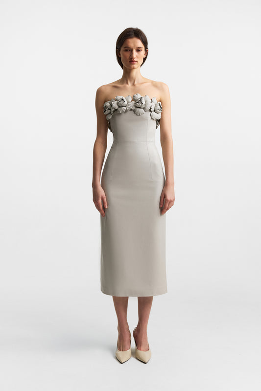 Capitel dress in stone taupe