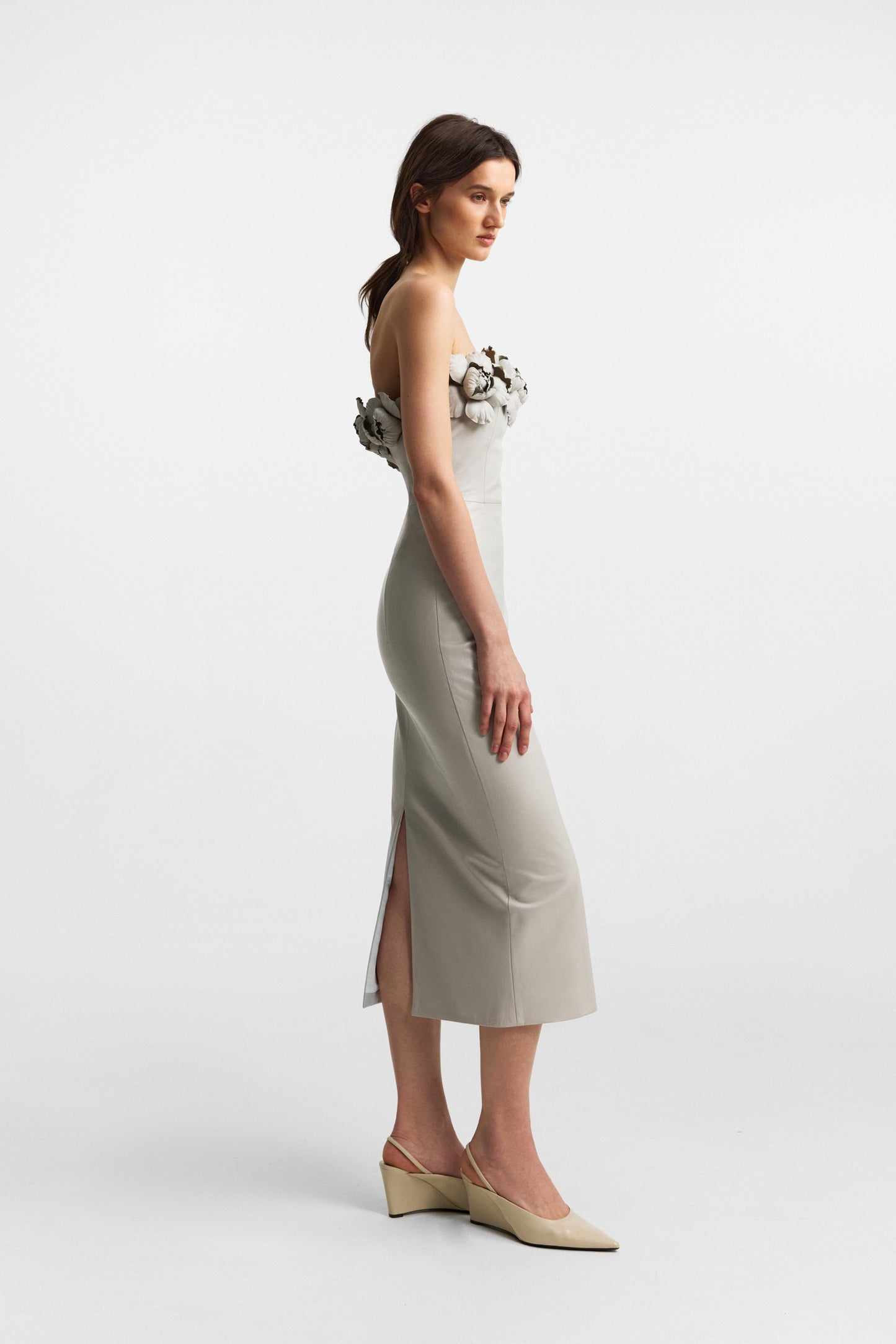 Capitel dress in stone taupe