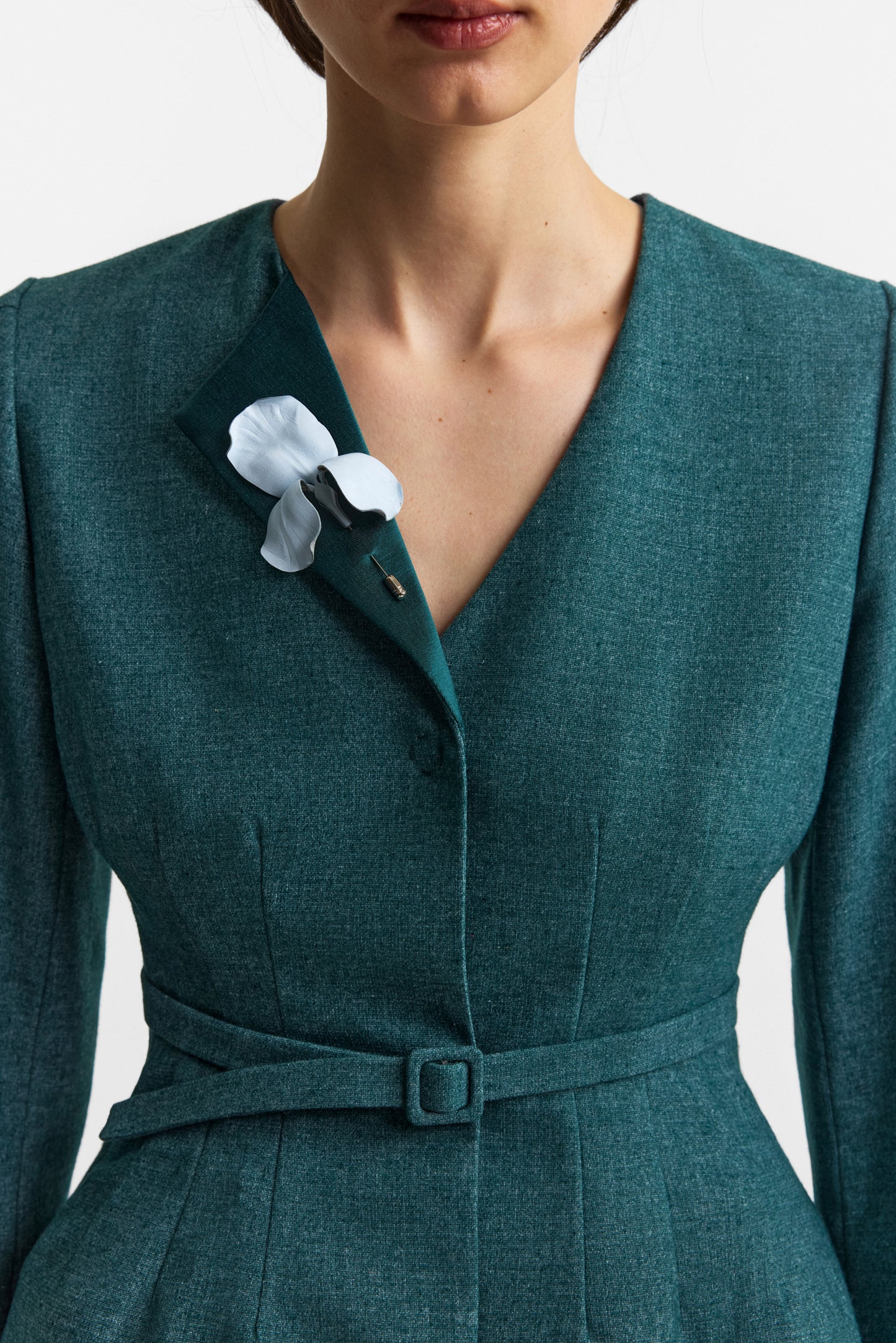 Iris brooch in ice blue