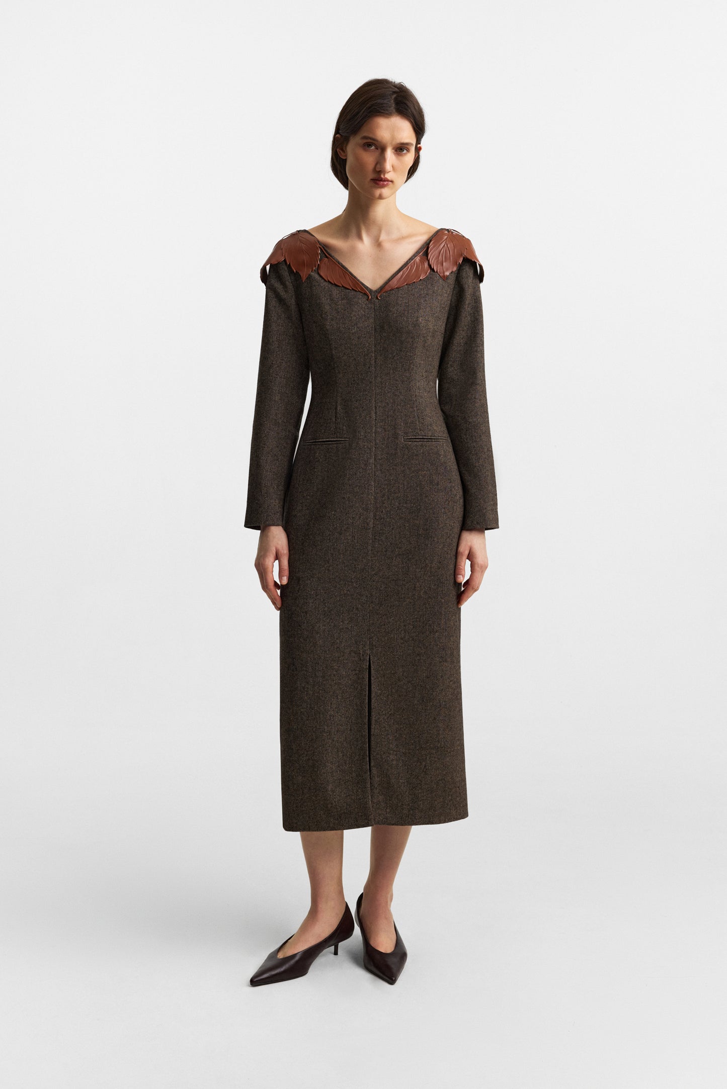 Panneau dress in rich brown