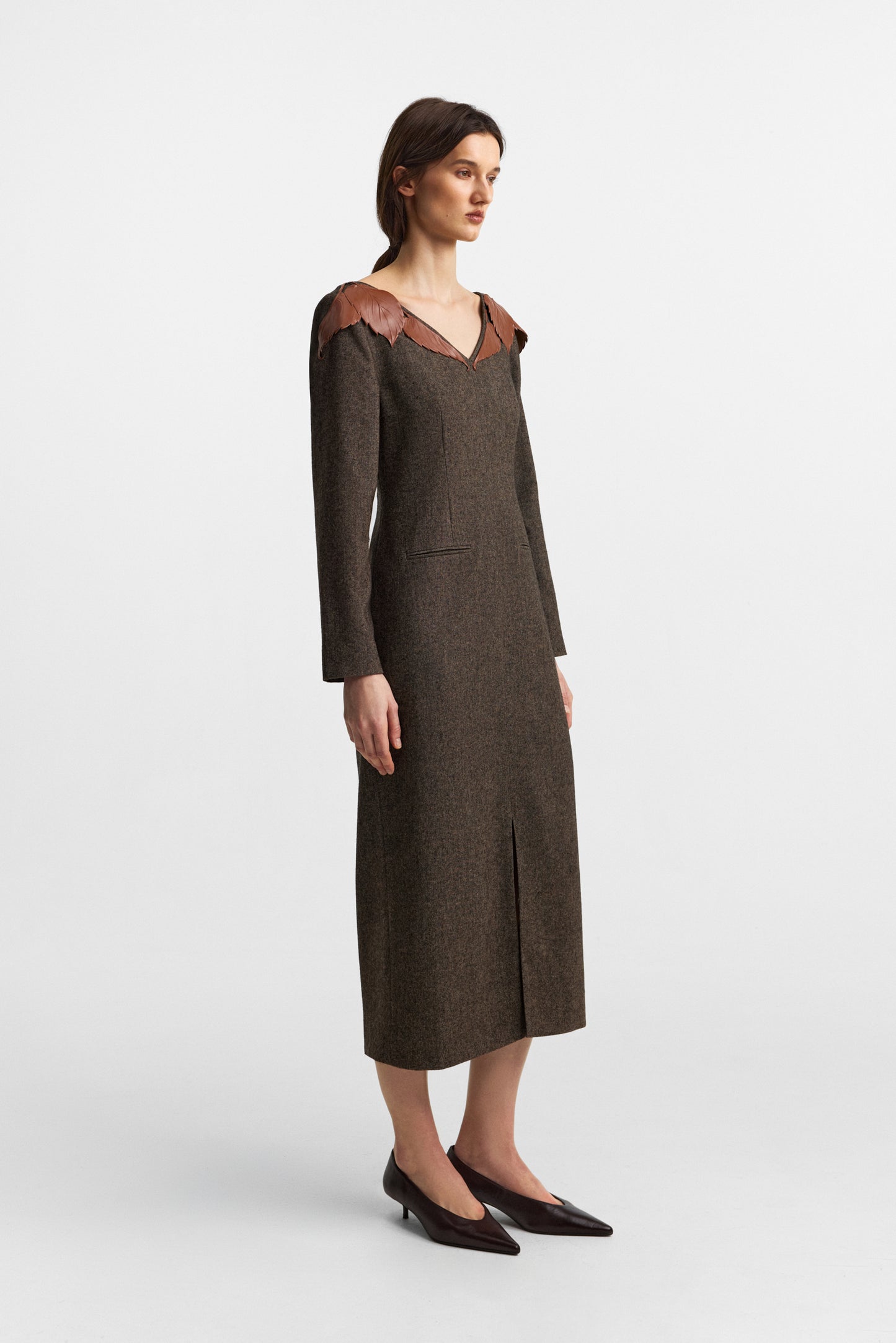 Panneau dress in rich brown
