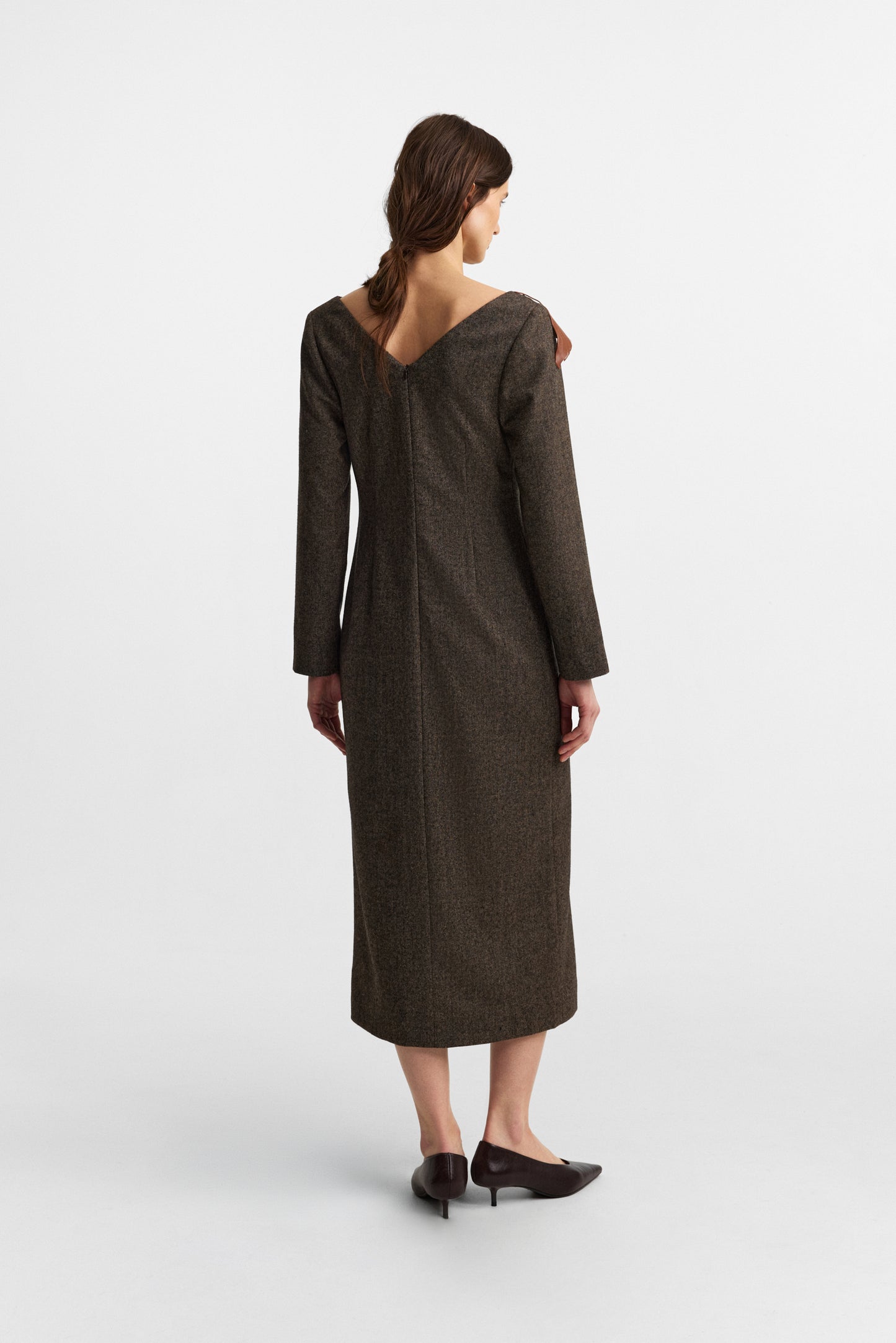 Panneau dress in rich brown